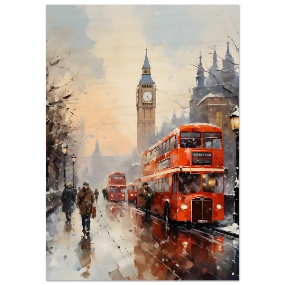 Winter by Big Ben | City Art Wall art print - Wood Prints - 70x100 cm / 28x40″ -