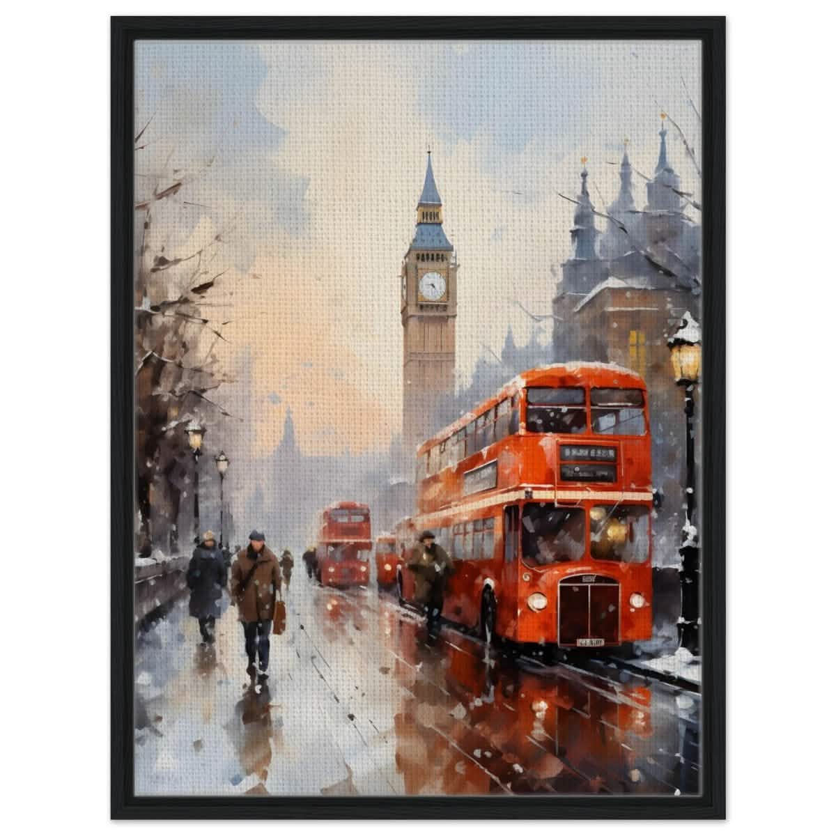 Winter by Big Ben | City Art Wall art print - Framed Canvas - 60x80 cm / 24x32″ - Black frame
