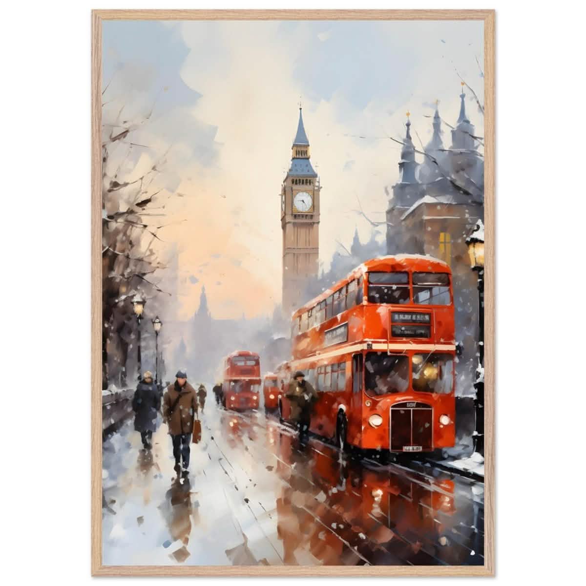 Winter by Big Ben | City Art Wall art print - Premium Wooden Framed Poster With Premium Matte Paper - 70x100 cm / 28x40″ - Wood frame