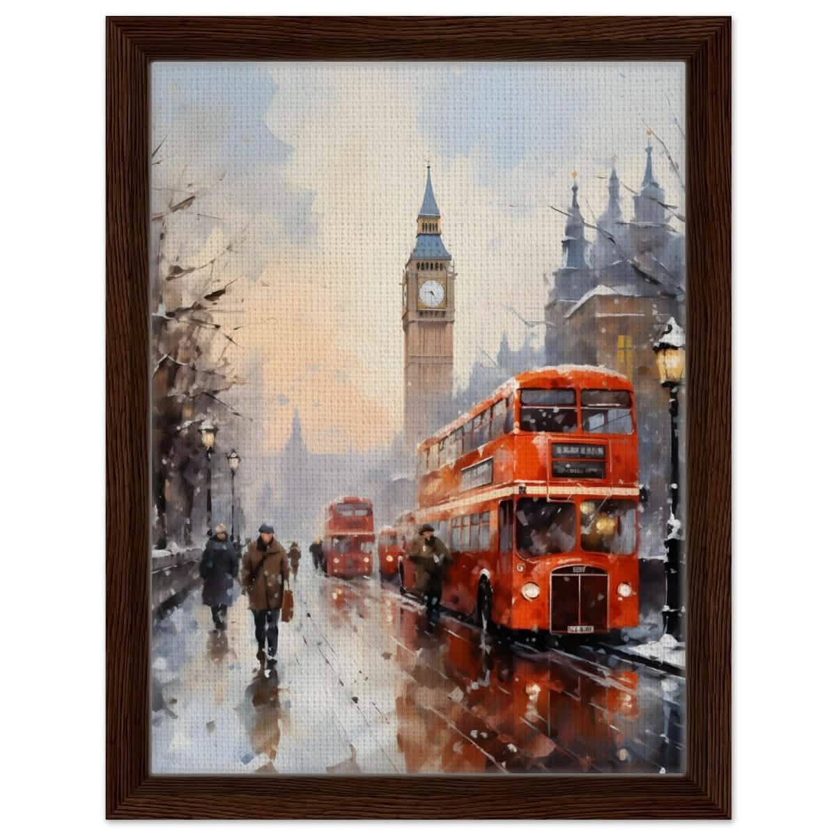 Winter by Big Ben | City Art Wall art print - Framed Canvas - 30x40 cm / 12x16″ - Dark wood frame