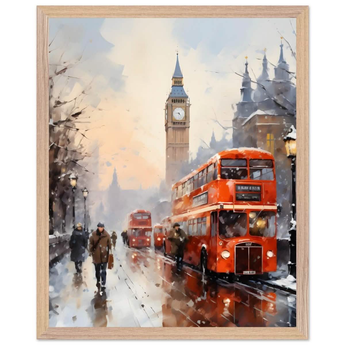 Winter by Big Ben | City Art Wall art print - Premium Wooden Framed Poster With Premium Matte Paper - 40x50 cm / 16x20″ - Wood frame