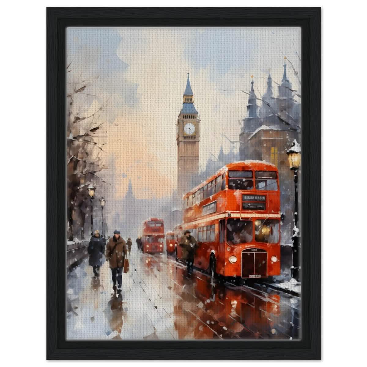 Winter by Big Ben | City Art Wall art print - Framed Canvas - 30x40 cm / 12x16″ - Black frame