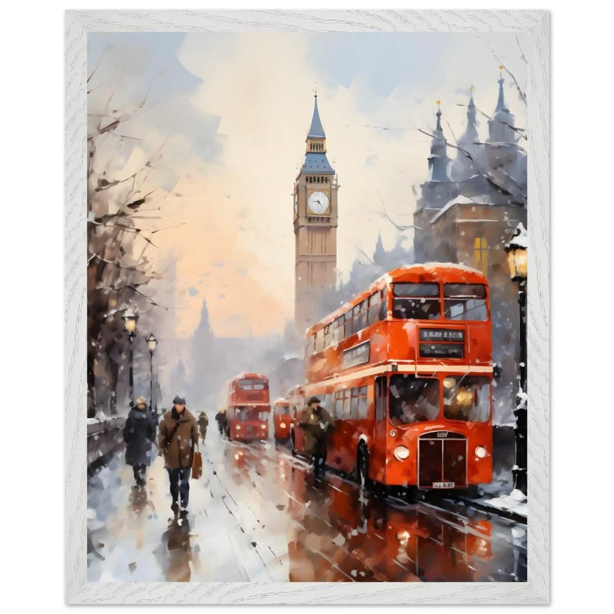 Winter by Big Ben | City Art Wall art print - Premium Wooden Framed Poster With Premium Matte Paper - 40x50 cm / 16x20″ - White frame