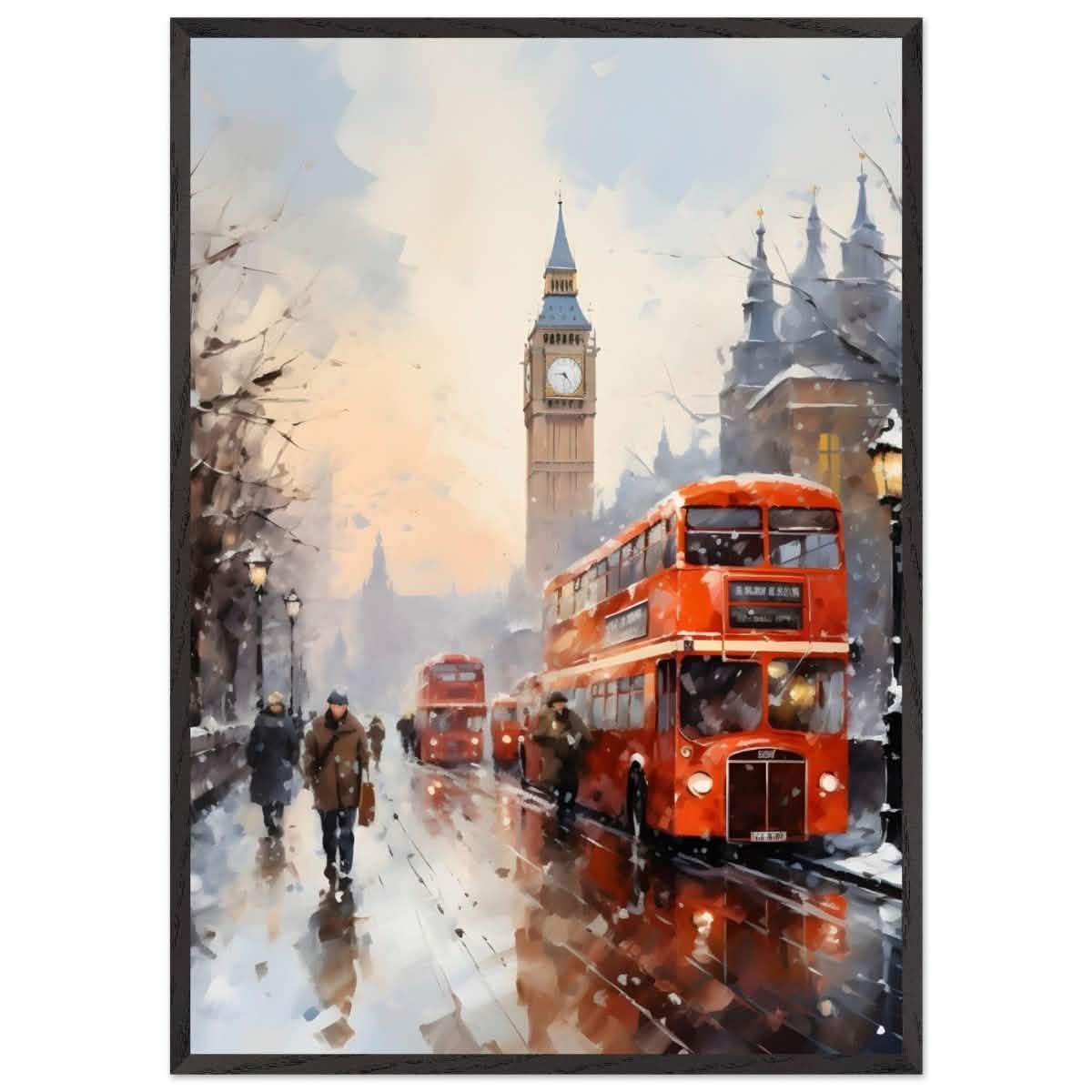 Winter by Big Ben | City Art Wall art print - Premium Wooden Framed Poster With Premium Matte Paper - 70x100 cm / 28x40″ - Black frame