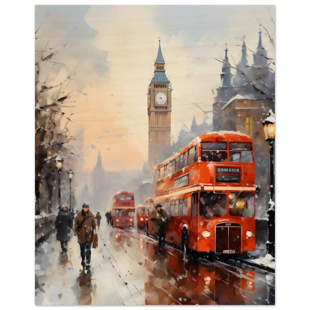 Winter by Big Ben | City Art Wall art print - Wood Prints - 40x50 cm / 16x20″ -