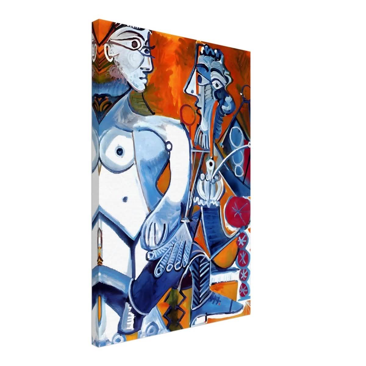 Woman and Man Sitting with Pipe by Pablo Picasso wall art print - Canvas - 50x75 cm / 20x30″ - Thick