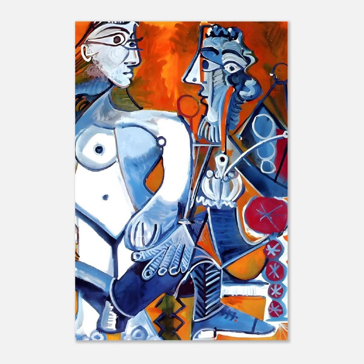 Woman and Man Sitting with Pipe by Pablo Picasso wall art print - Aluminum Print - 50x75 cm / 20x30″ -