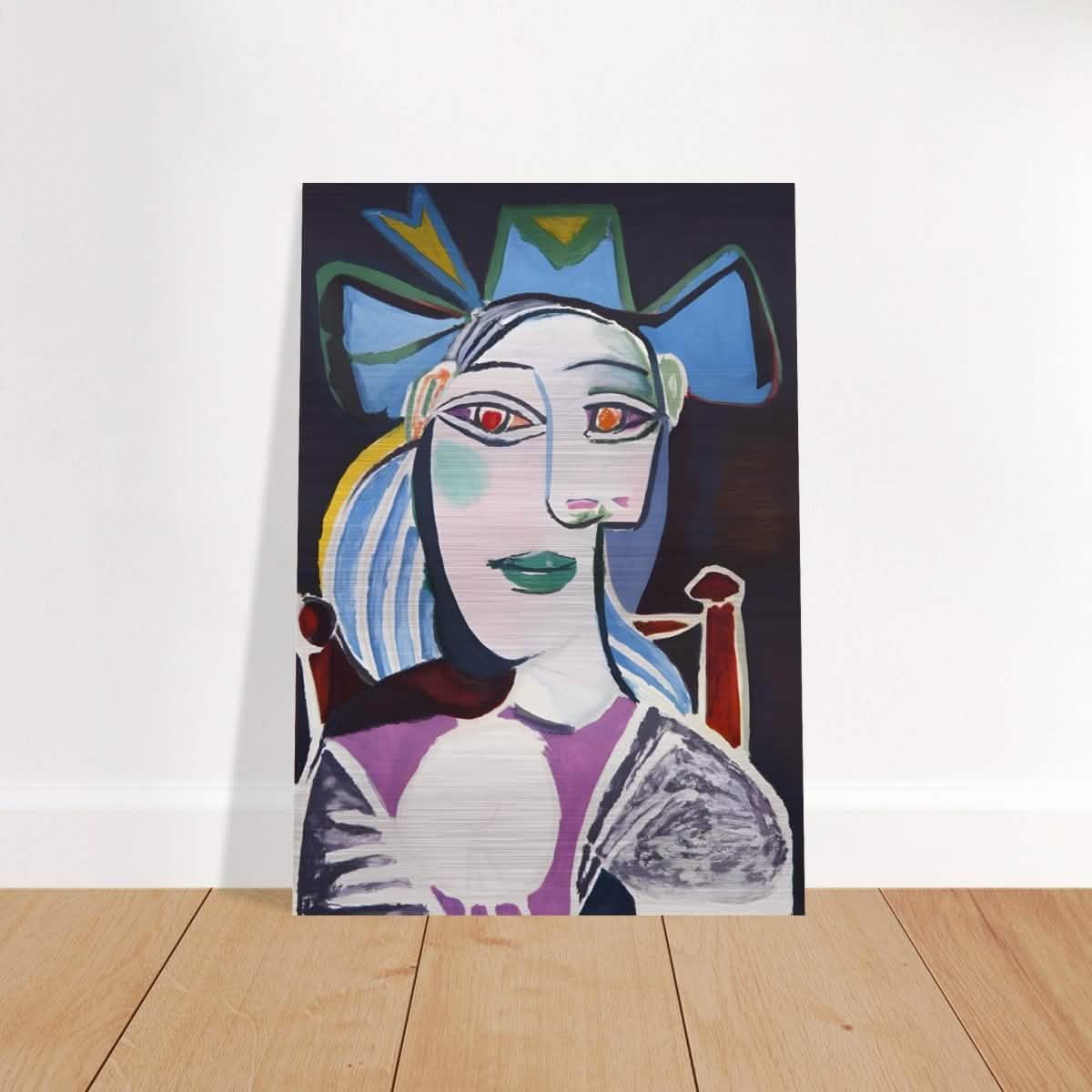 Woman In a Blue Hat by Pablo Picasso - Brushed Aluminum Print - 70x100 cm / 28x40″ -