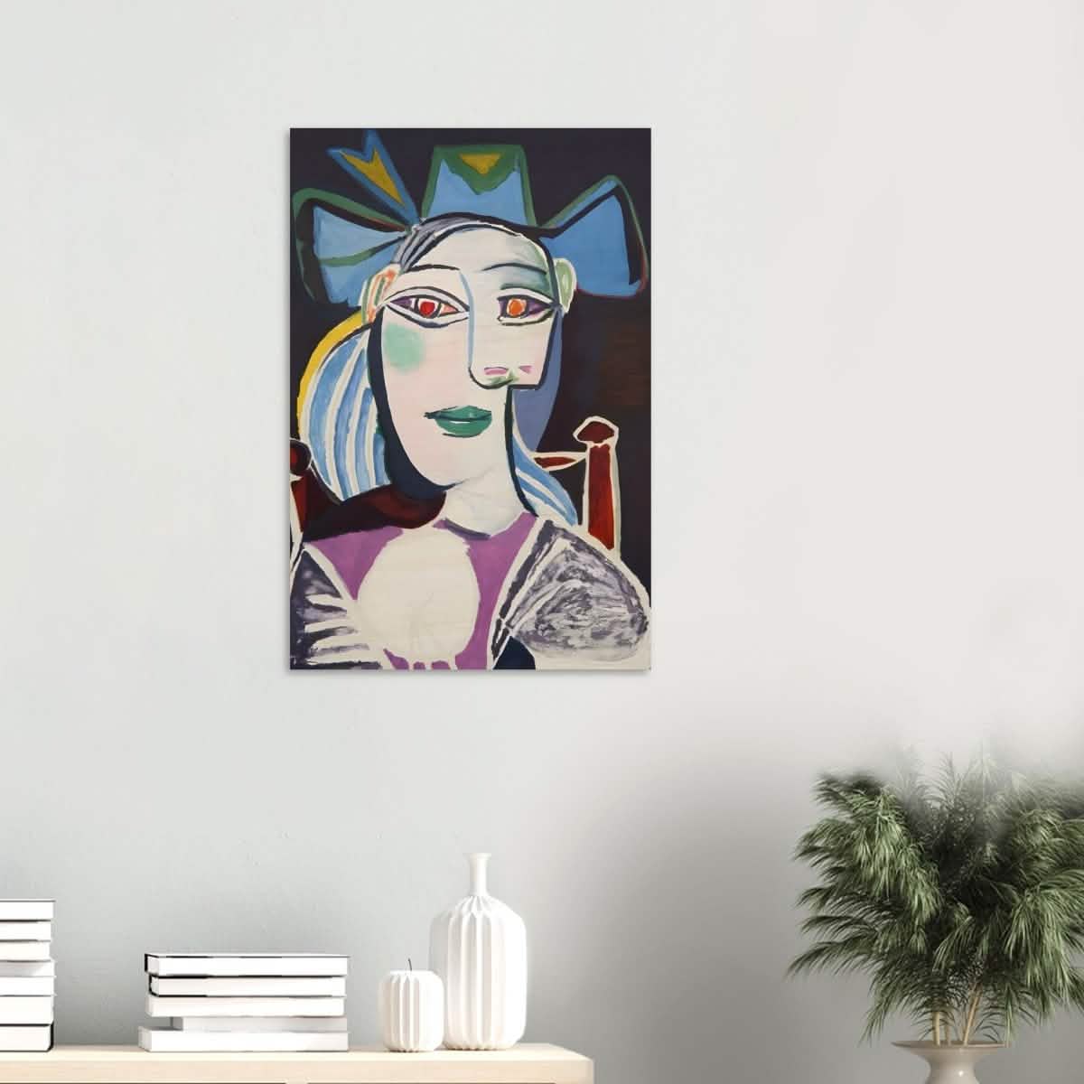 Woman In a Blue Hat by Pablo Picasso - Wood Prints - 50x75 cm / 20x30″ - 10 mm