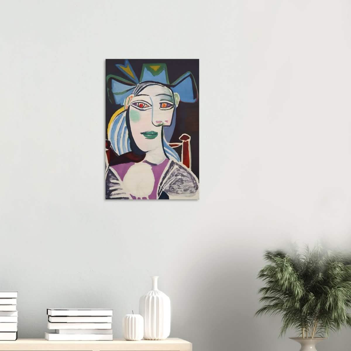 Woman In a Blue Hat by Pablo Picasso - Wood Prints - 40x60 cm / 16x24″ - 10 mm