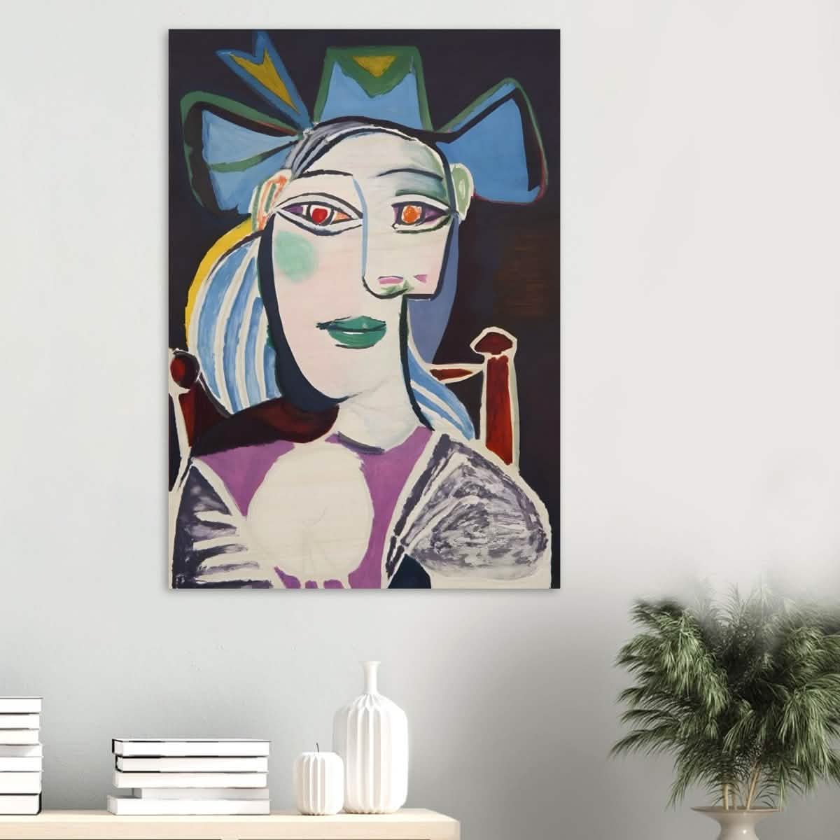 Woman In a Blue Hat by Pablo Picasso - Wood Prints - 70x100 cm / 28x40″ - 20 mm