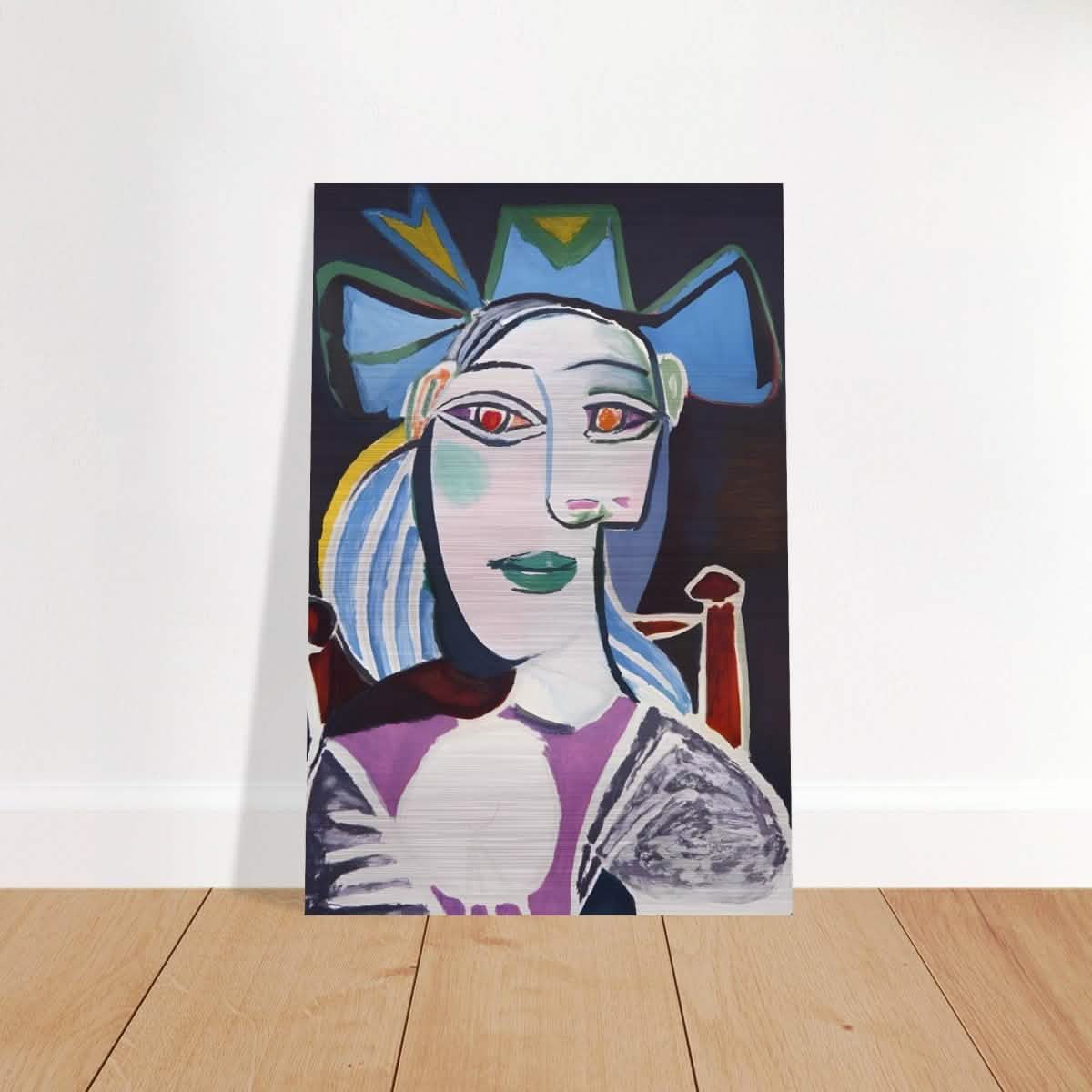 Woman In a Blue Hat by Pablo Picasso - Brushed Aluminum Print - 50x75 cm / 20x30″ -