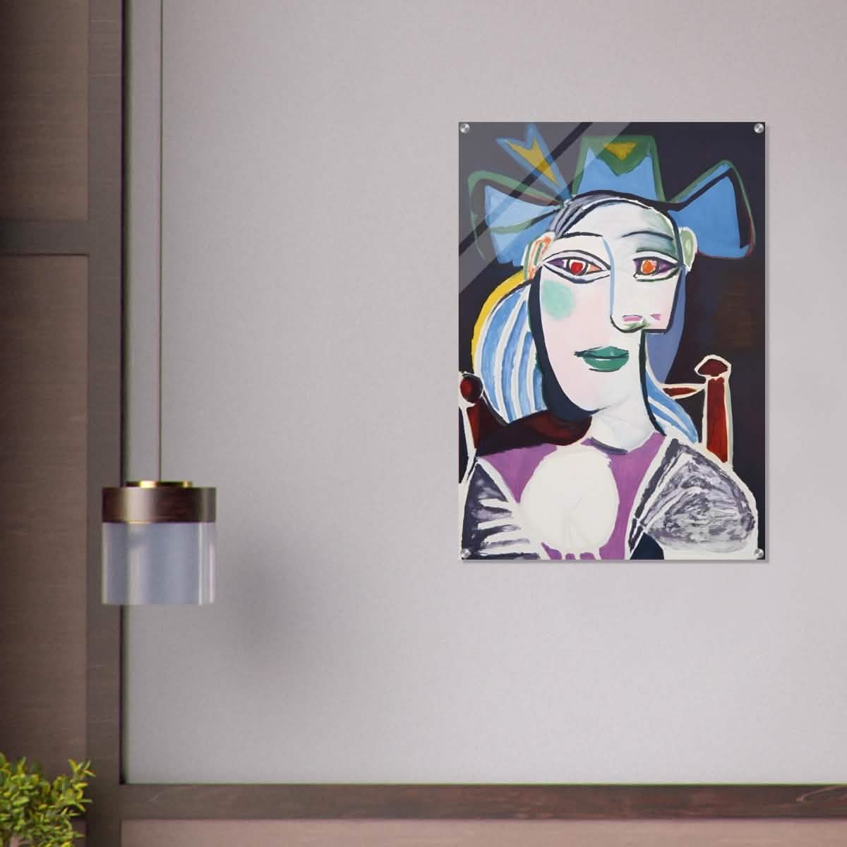 Woman In a Blue Hat by Pablo Picasso - Acrylic Print - 70x100 cm / 28x40″ -