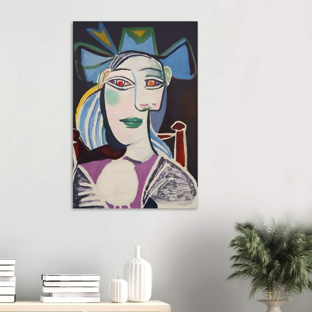 Woman In a Blue Hat by Pablo Picasso - Wood Prints - 60x90 cm / 24x36″ - 10 mm