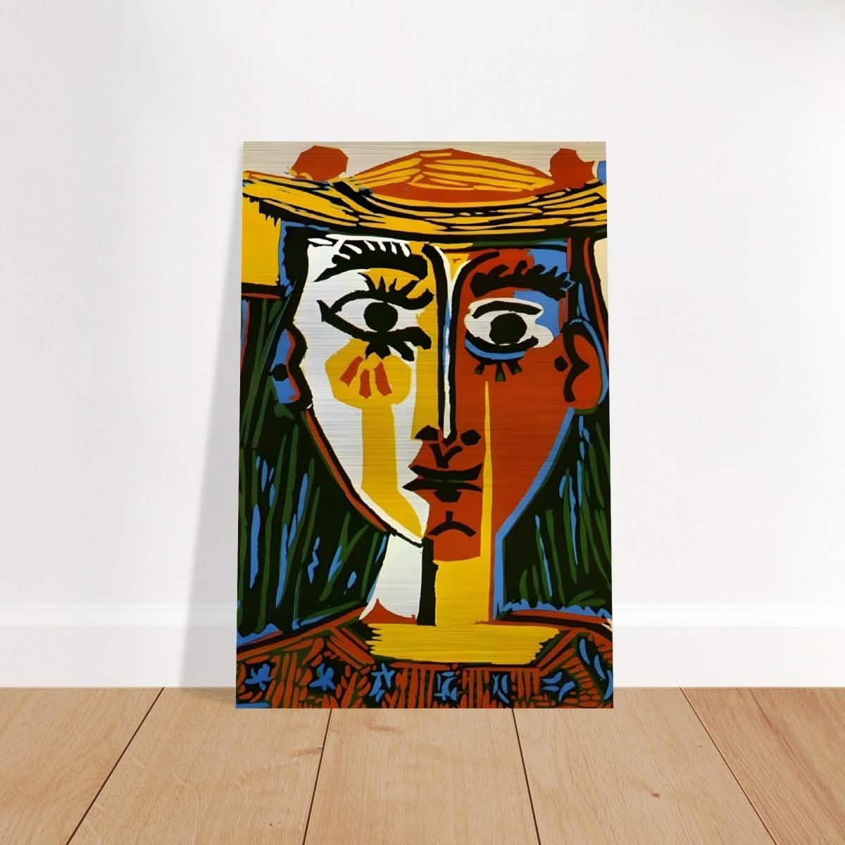 Woman in a Hat by Pablo Picasso 1962 - Brushed Aluminum Print - 40x60 cm / 16x24″ -
