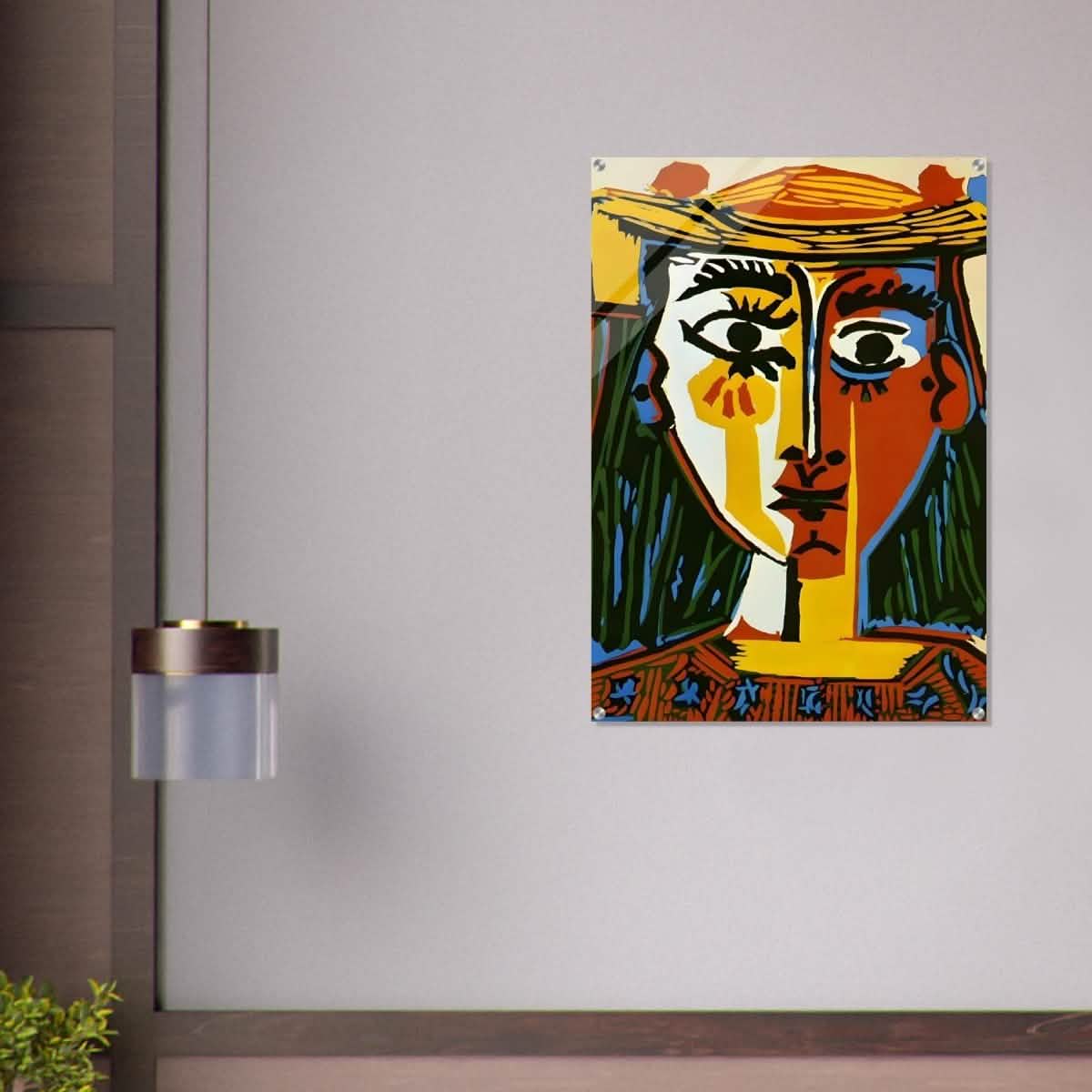 Woman in a Hat by Pablo Picasso 1962 - Acrylic Print - 70x100 cm / 28x40″ -