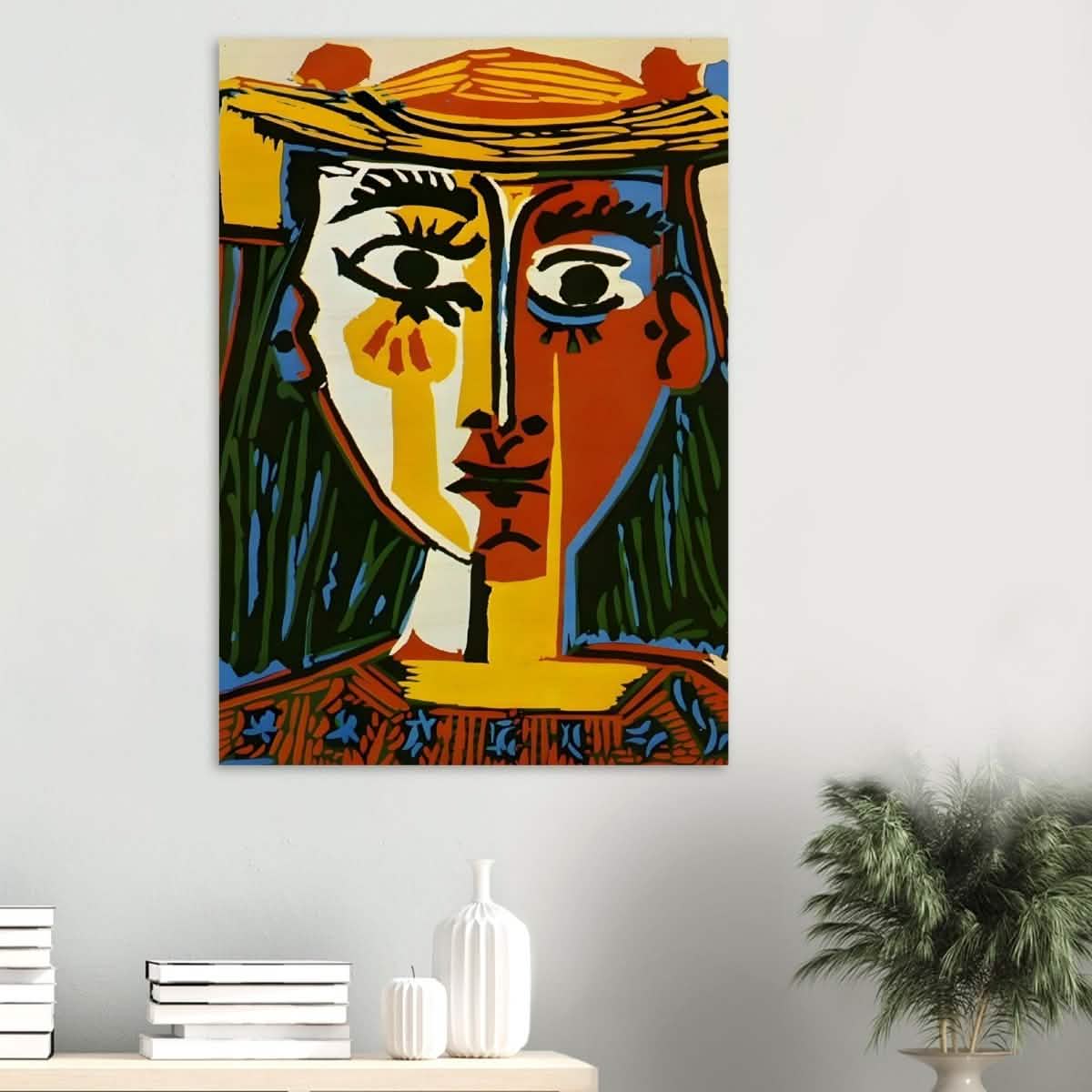 Woman in a Hat by Pablo Picasso 1962 - Wood Prints - 70x100 cm / 28x40″ - 10 mm