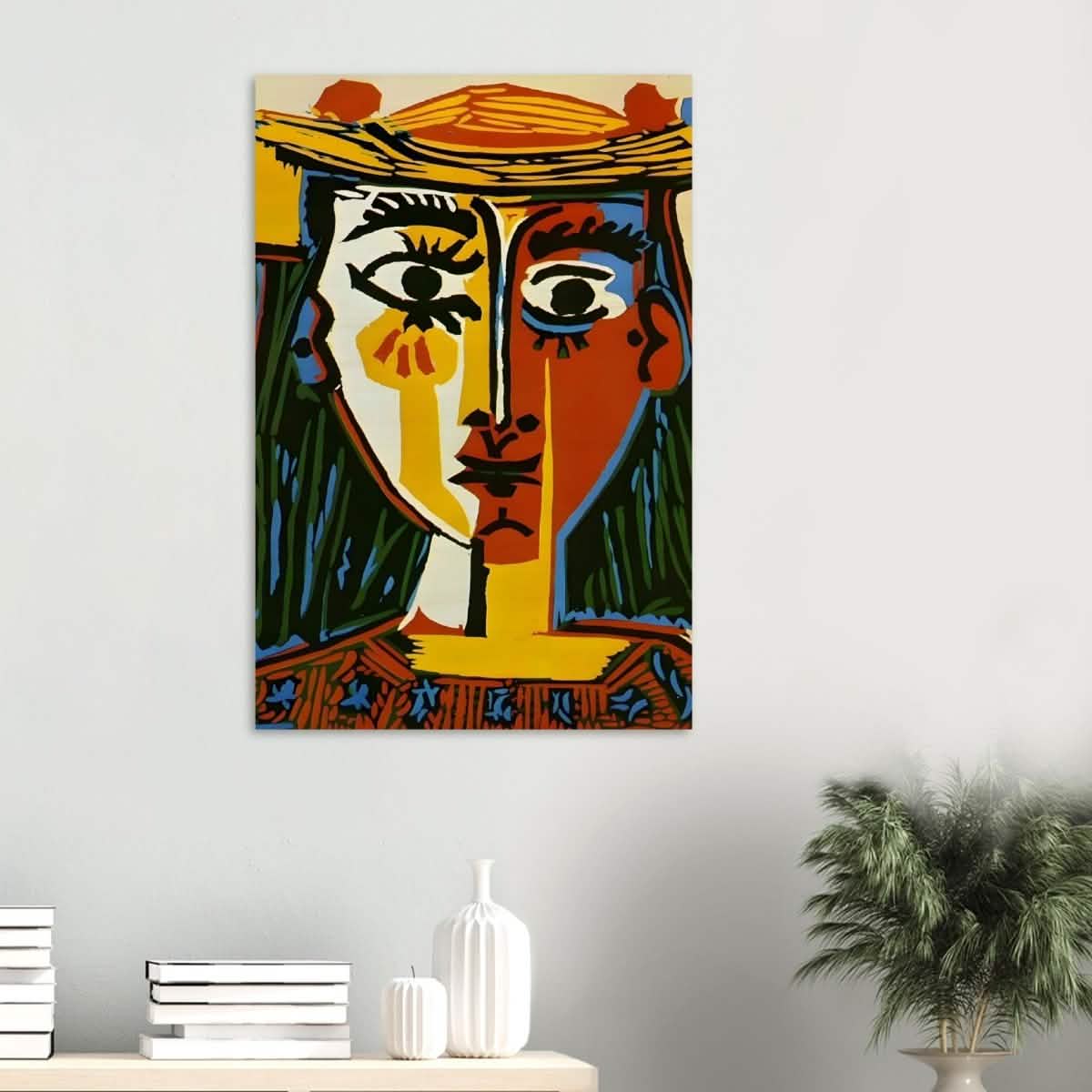 Woman in a Hat by Pablo Picasso 1962 - Wood Prints - 60x90 cm / 24x36″ - 10 mm