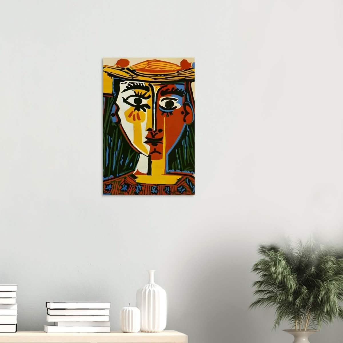 Woman in a Hat by Pablo Picasso 1962 - Wood Prints - 40x60 cm / 16x24″ - 10 mm