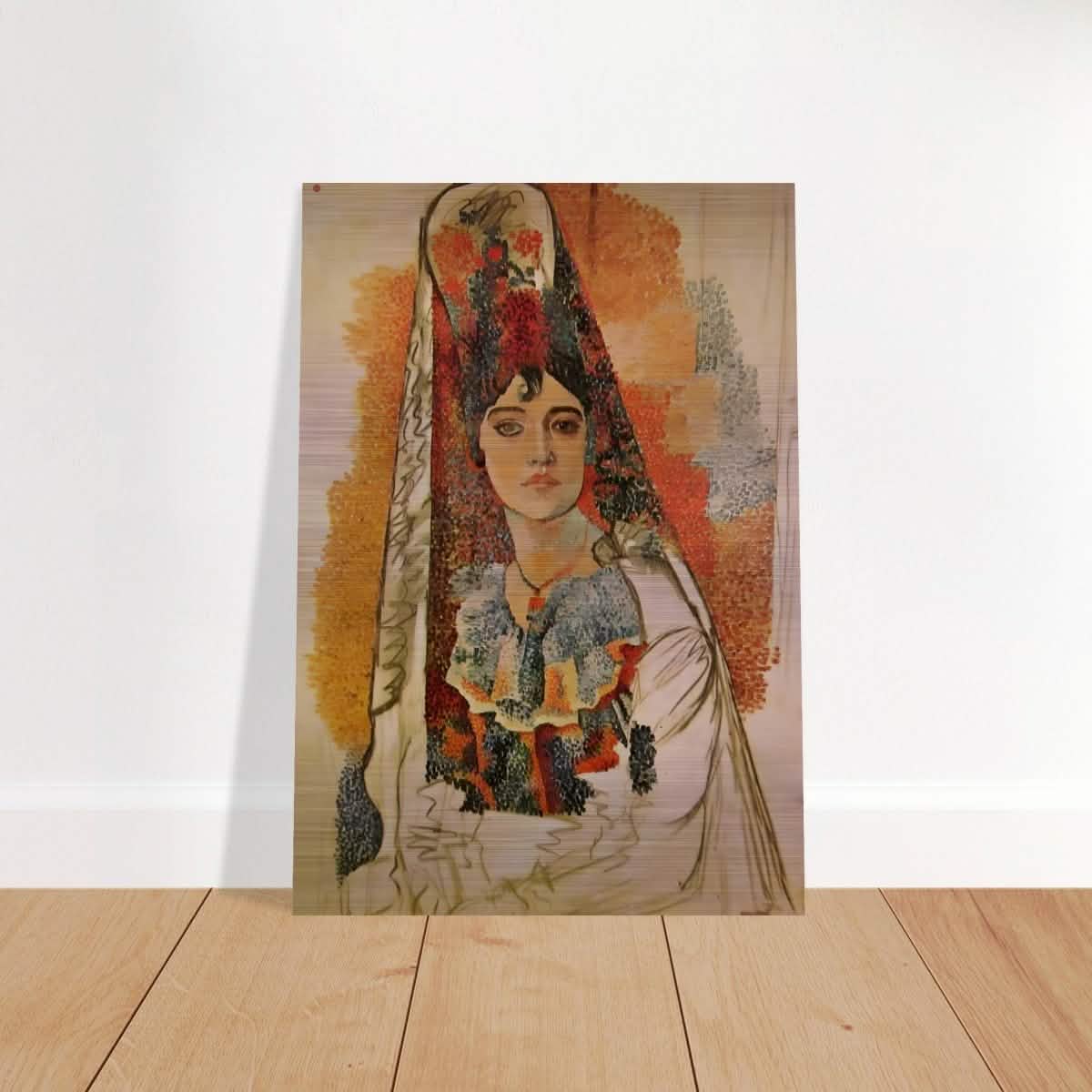 Woman In A Mantilla By Pablo Picasso - Brushed Aluminum Print - 70x100 cm / 28x40″ -
