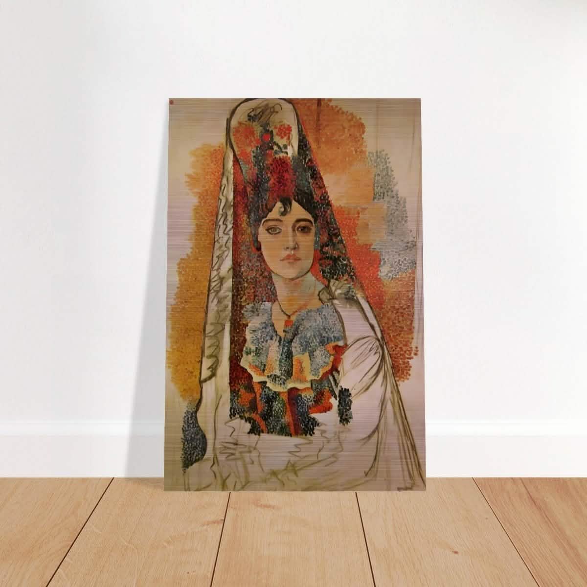 Woman In A Mantilla By Pablo Picasso - Brushed Aluminum Print - 50x75 cm / 20x30″ -