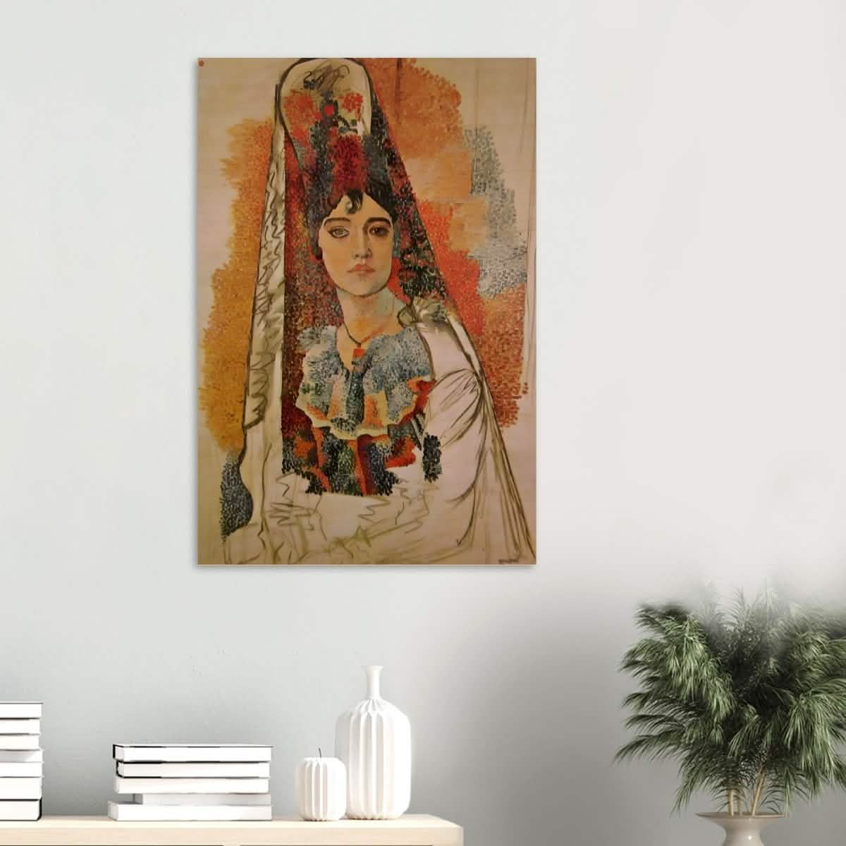 Woman In A Mantilla By Pablo Picasso - Wood Prints - 60x90 cm / 24x36″ - 10 mm