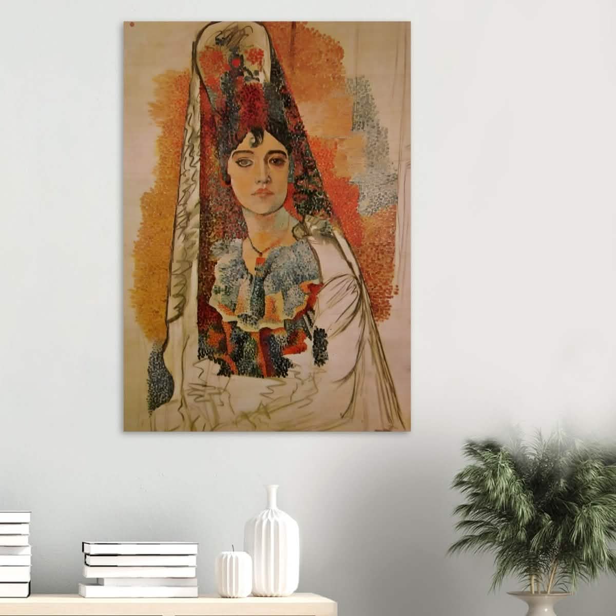 Woman In A Mantilla By Pablo Picasso - Wood Prints - 70x100 cm / 28x40″ - 20 mm