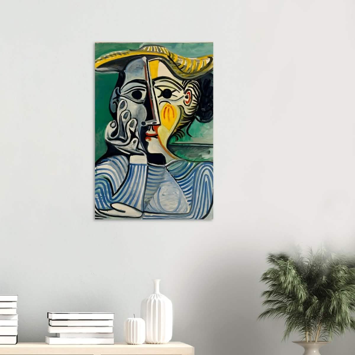 Woman with yellow hat (Jacqueline) by Pablo Picasso - Wood Prints - 50x75 cm / 20x30″ - 10 mm