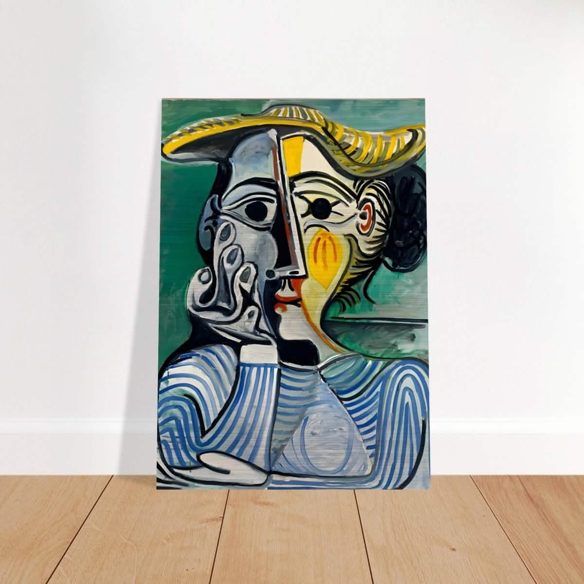 Woman with yellow hat (Jacqueline) by Pablo Picasso - Brushed Aluminum Print - 70x100 cm / 28x40″ -