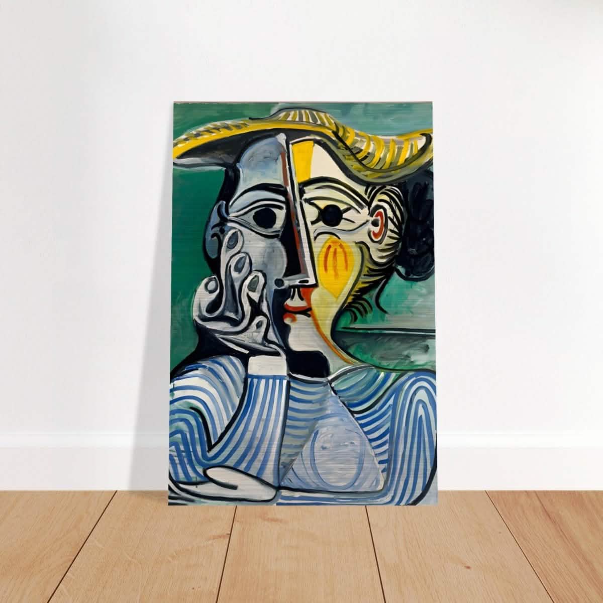 Woman with yellow hat (Jacqueline) by Pablo Picasso - Brushed Aluminum Print - 40x60 cm / 16x24″ -