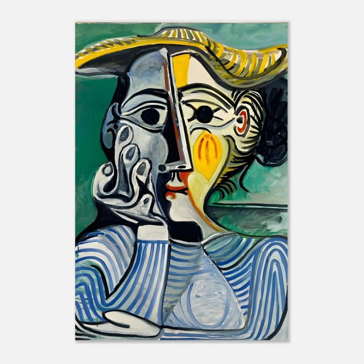 Woman with yellow hat (Jacqueline) by Pablo Picasso - Aluminum Print - 30x45 cm / 12x18″ -