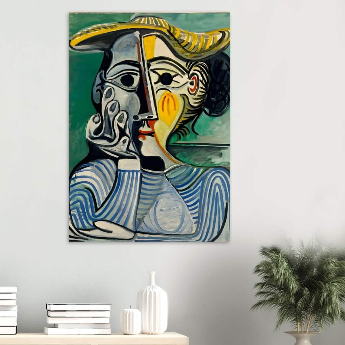 Woman with yellow hat (Jacqueline) by Pablo Picasso - Wood Prints - 70x100 cm / 28x40″ - 20 mm