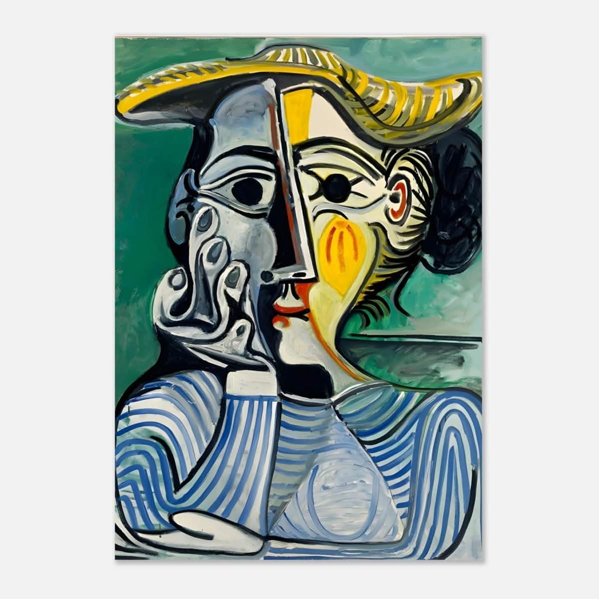 Woman with yellow hat (Jacqueline) by Pablo Picasso - Aluminum Print - 70x100 cm / 28x40″ -