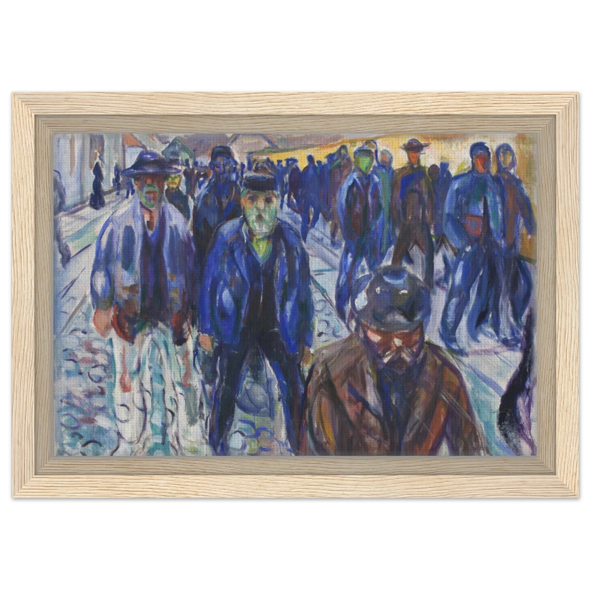 Workers on Their Way Home – Artwork by Edvard Munch| Wall art Print - Framed Canvas - 20x30 cm / 8x12″ - Wood frame