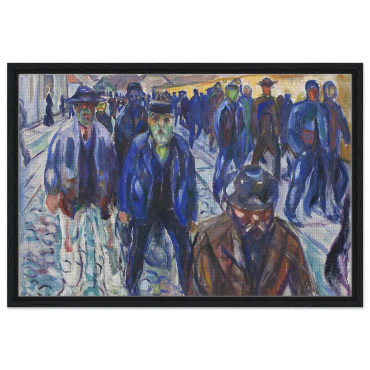 Workers on Their Way Home – Artwork by Edvard Munch| Wall art Print - Framed Canvas - 50x75 cm / 20x30″ - Black frame