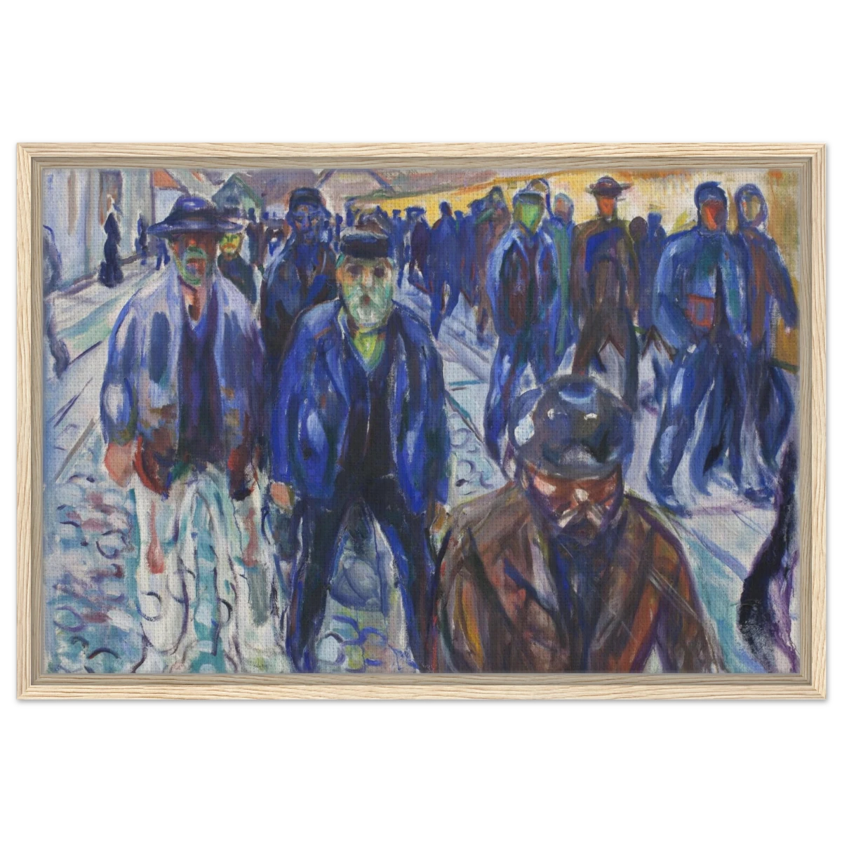 Workers on Their Way Home – Artwork by Edvard Munch| Wall art Print - Framed Canvas - 50x75 cm / 20x30″ - Wood frame