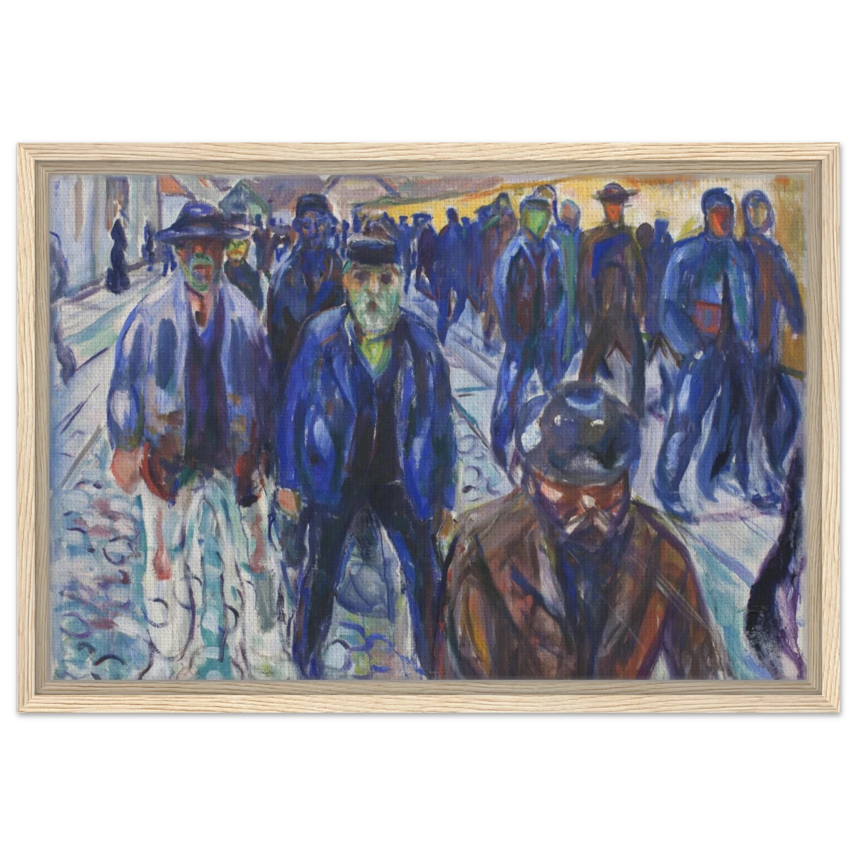 Workers on Their Way Home – Artwork by Edvard Munch| Wall art Print - Framed Canvas - 40x60 cm / 16x24″ - Wood frame