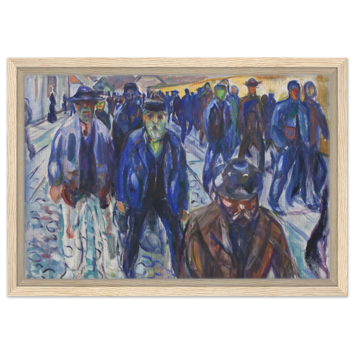 Workers on Their Way Home – Artwork by Edvard Munch| Wall art Print - Framed Canvas - 30x45 cm / 12x18″ - Wood frame