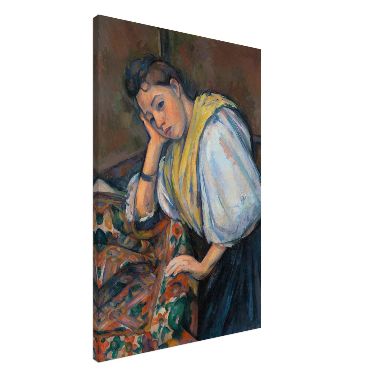 Young Italian Woman at a Table by Paul Cézanne 1895 - Canvas - 60x90 cm / 24x36″ - Slim