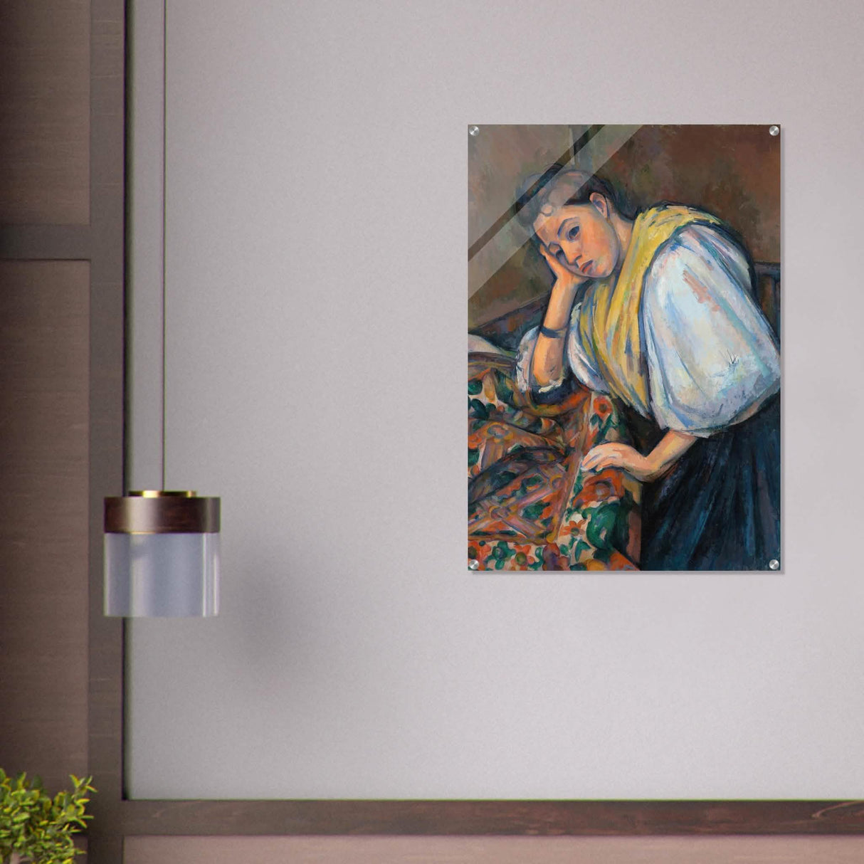 Young Italian Woman at a Table by Paul Cézanne 1895 - Acrylic Print - 70x100 cm / 28x40″ -