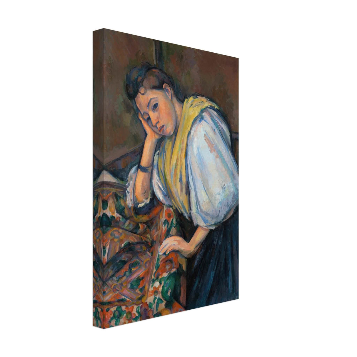 Young Italian Woman at a Table by Paul Cézanne 1895 - Canvas - 30x45 cm / 12x18″ - Thick