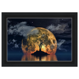 lunar eclipse isle a celestial nightscape awakened by the moon fine art digital illustration surreal moonlit scene60x90 cm / 24x36″Brushed Aluminum Print