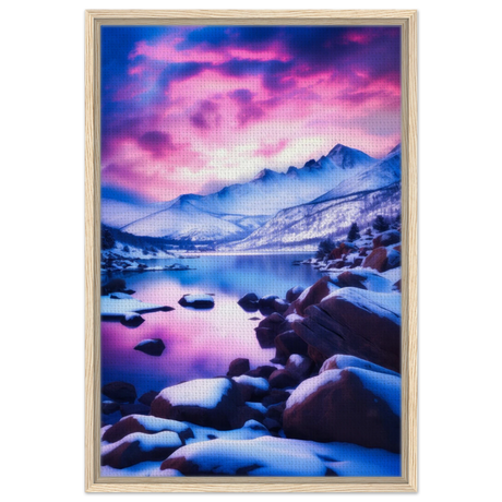 twilight serenity snowy mountain lake at sunset wall art print40x60 cm / 16x24″Framed Canvas