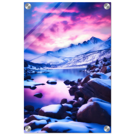 twilight serenity snowy mountain lake at sunset wall art print50x75 cm / 20x30″Canvas