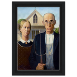 American Gothic by Grant Wood â€“ Iconic American Regionalism Art PrintFramed Canvas40x60 cm / 16x24â€³