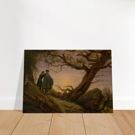 two men contemplating the moon by caspar david friedrich romantic landscape wall art print50x60 cm / 20x24″Canvas
