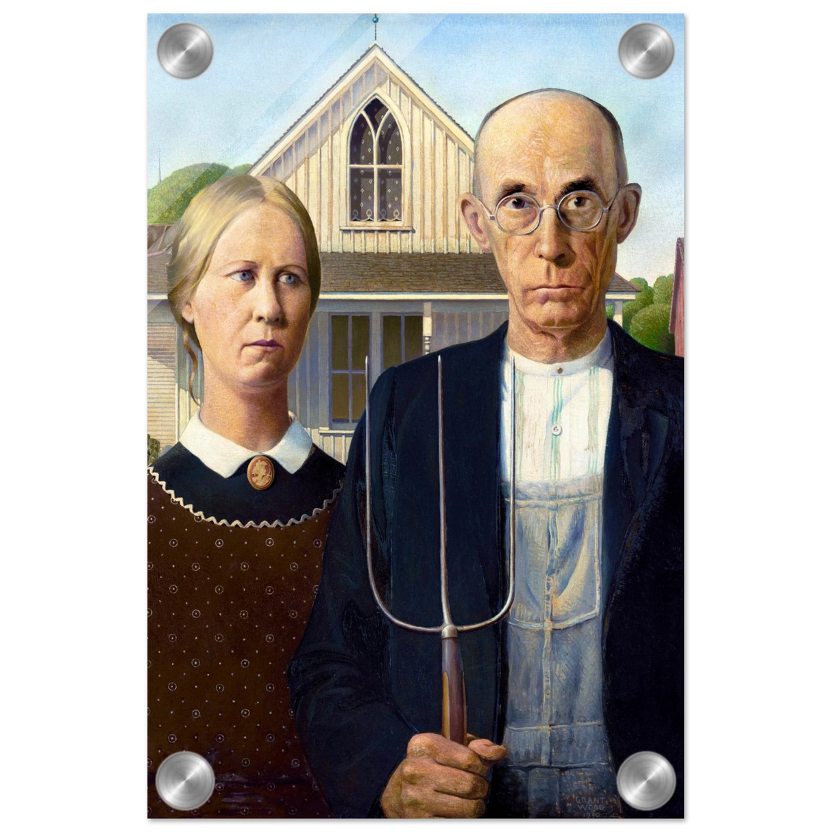 American Gothic by Grant Wood â€“ Iconic American Regionalism Art PrintWood Prints20x30 cm / 8x12â€³