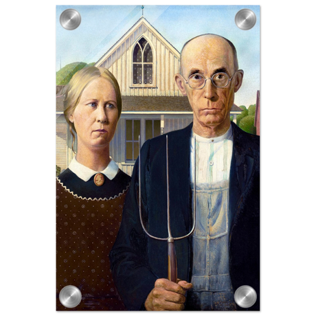 American Gothic by Grant Wood â€“ Iconic American Regionalism Art PrintWood Prints20x30 cm / 8x12â€³