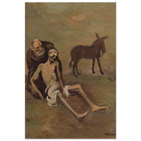 The Good Samaritan by CypriÃ¡n MajernÃ­k â€“ Expressionist Biblical Wall Art PrintFramed Canvas30x40 cm / 12x16â€³
