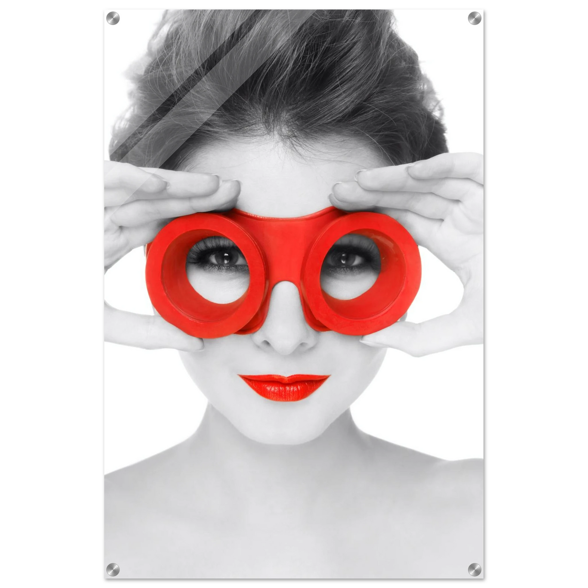 through crimson eyes monochrome glamour pop wall art print40x60 cm / 16x24″Framed Canvas